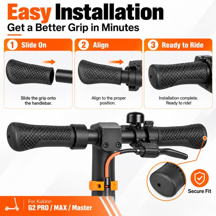 Textured black silicone handlebar grips, slide-on style with open ends.