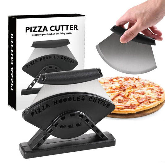LsCook Stainless Steel Pizza Cutter Curved Blade with Stand Base