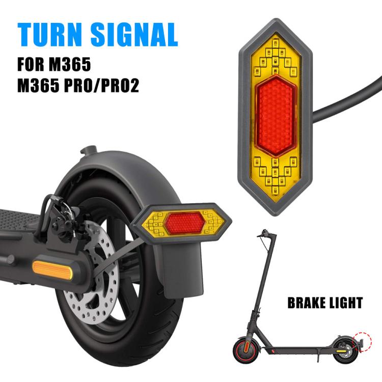 Electric scooter turn signal lamp bar with red lens and yellow circuit-style border