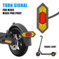 Electric scooter turn signal set with red lamp, yellow border, and brake light