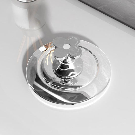 Electroplated Silver Flower Toilet Pusher  Nail Art Special Toilet Flush Switch Button, 1 PCS, 2 PCS