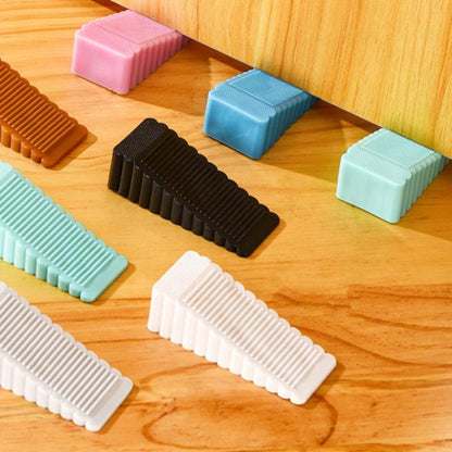Pack of 10 ribbed door stoppers in assorted colors for home doors