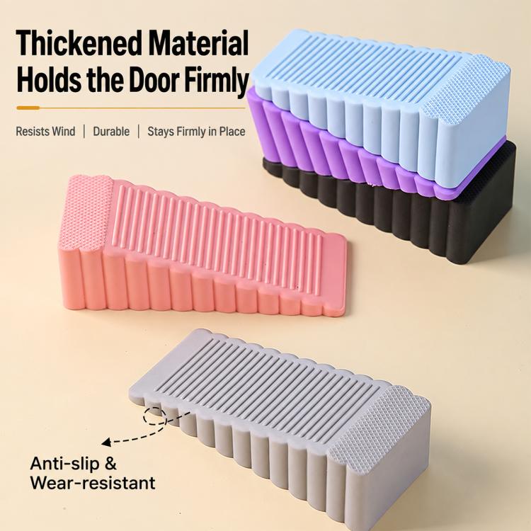 Thick ribbed door stopper set in pink, blue, purple, and black