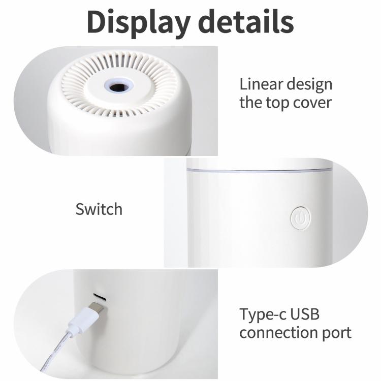 White car humidifier and air freshener—top vent and side power switch detail