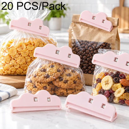 Light pink plastic food sealing clips with snap clamp, 20-pack