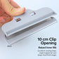 Light grey plastic food sealing clip with raised inner rib detail