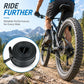 Black bicycle inner tube coil with protruding valve stem