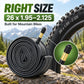 Black 26 x 1.95–2.125 mountain bike inner tube with American valve stem