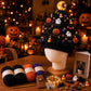 Lighted Halloween-style Christmas tree crochet hat with dark knit and glowing accents
