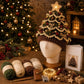 Lighted Christmas tree crochet hat with dark brown knit and glowing star topper