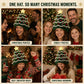 Light-up Christmas tree crochet hat worn by family members at holiday gatherings