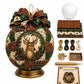 Reindeer patchwork ornament DIY kit with ribbon bow, foam base, fabric pieces, beads, tool