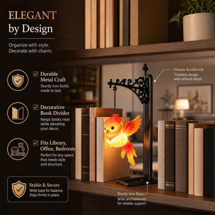 Hanging Bookshelf Night Light, Flame Hawk, Owl, Elk