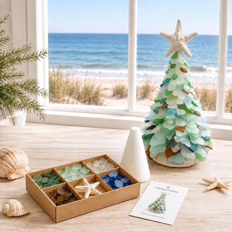 DIY Sea Glass Christmas Tree Craft kit, Type A, Type B, Type C, Type D, Type E