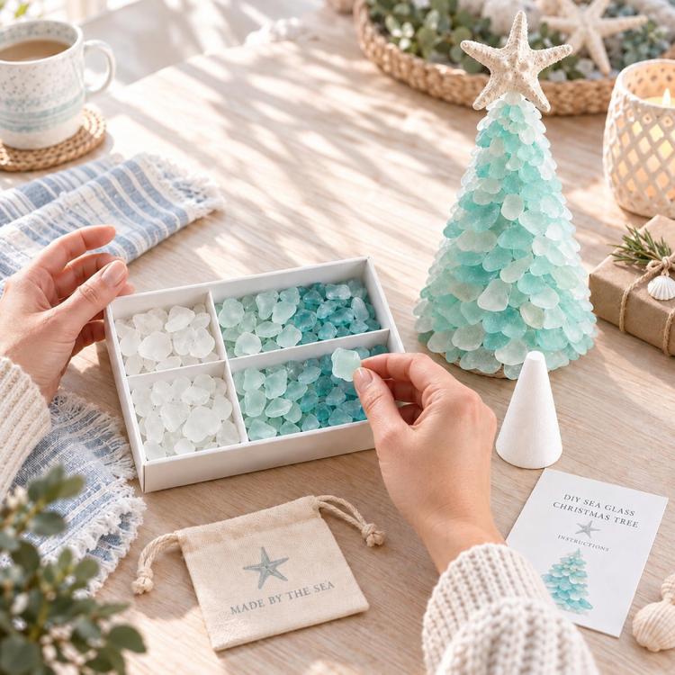 DIY Sea Glass Christmas Tree Craft kit, Type A, Type B, Type C, Type D, Type E