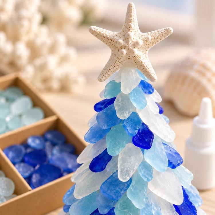 DIY Sea Glass Christmas Tree Craft kit, Type A, Type B, Type C, Type D, Type E