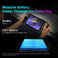 Handheld console battery graphic with long-lasting power and 22050mAh pack