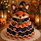 Crochet Halloween tabletop decor DIY kit: fox character with witch hat and bell