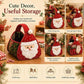 Santa quilted carry basket for storage, red handle and embroidered white face