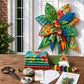 Oversized quilt bow sewing kit with colorful fox quilt bow and craft supplies
