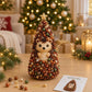 DIY beaded animal tree decoration with teddy-bear face, brown beads and gold star