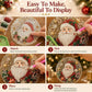 Diamond art ornament kit step showing beads placed on Santa wreath design