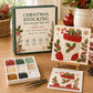 Christmas stocking sea glass art kit with mosaic card, guide, and colored tile tray