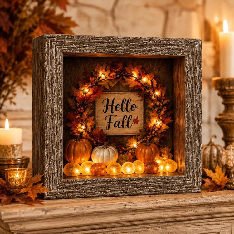 DIY Lighted Halloween Ornament Shadow Box Night Light Kit, 22.1x17.1x4.6cm, 31.8x22.8x4.6cm