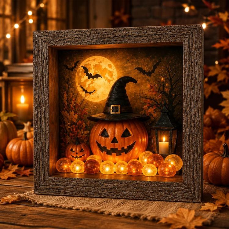 DIY Lighted Halloween Ornament Shadow Box Night Light Kit, 22.1x17.1x4.6cm, 31.8x22.8x4.6cm