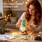 LED sea glass gnome holiday craft kit on tabletop with seashells and glass pieces