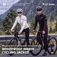 Unisex winter cycling fleece thermal jersey set, long sleeve, front zip, black and white