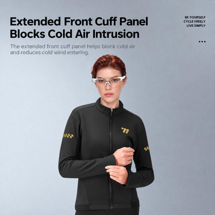 Unisex black cycling fleece thermal jersey with full front zipper and high collar