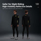 Unisex black cycling thermal set with long sleeves and high-visibility reflective details
