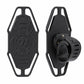 Black silicone bike phone holder, front and side view showing mounting clamp
