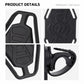 Black bike phone holder product details showing silicone grip pads and side clamp ring