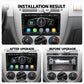 Car dashboard installation with in-dash double-DIN touchscreen multimedia receiver