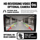 Car stereo touchscreen displaying rear-view camera parking guide lines