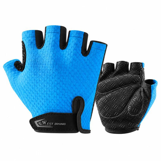 WEST BIKING 1 Pair Kids Half Finger Bicycle Gloves Breathable Wear-resistant Anti-slip Outdoor Cycling Gear, S, M, L