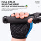 Kids half-finger bicycle gloves with full palm silicone anti-slip grip, blue and black