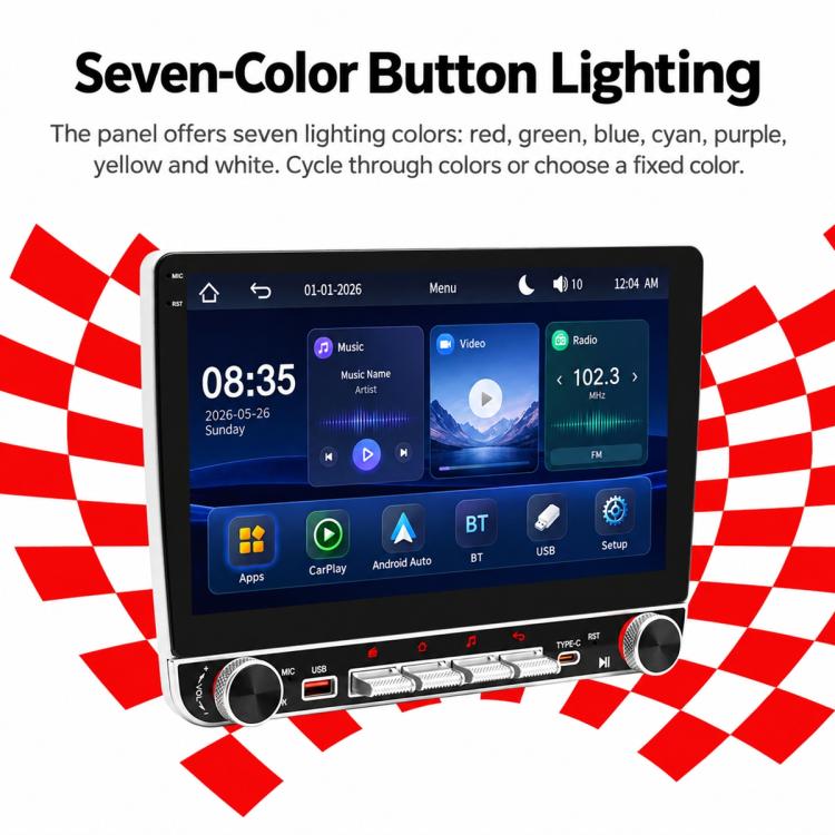 10.1 inch IPS Double-DIN Car MP5 Player Wireless CarPlay/Android Auto Bluetooth HD Display