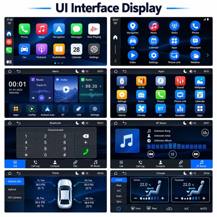 10.1 inch IPS Double-DIN Car MP5 Player Wireless CarPlay/Android Auto Bluetooth HD Display