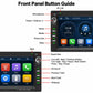 Car stereo front panel button layout with microphone, power, home, and call controls