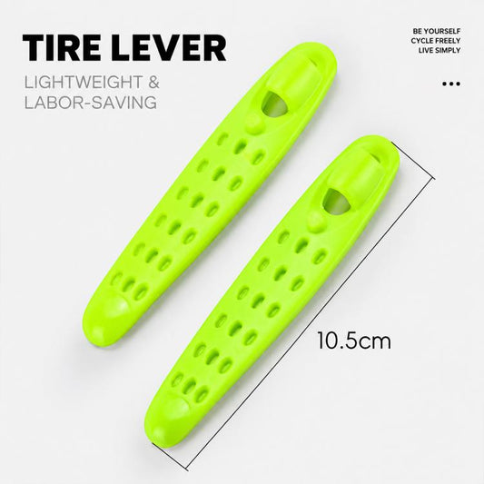 Pair of lime-green plastic tire levers for removing bike tires