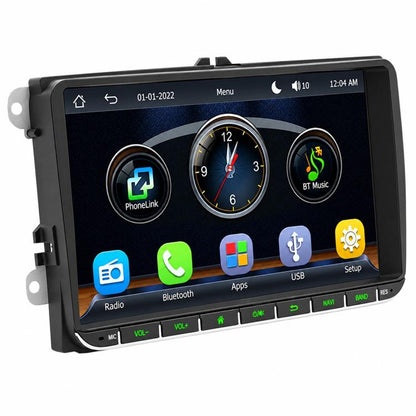 9-inch in-dash MP5 player with touchscreen and app icons, black faceplate