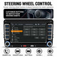 In-dash MP5 player settings screen with steering wheel control options, black unit