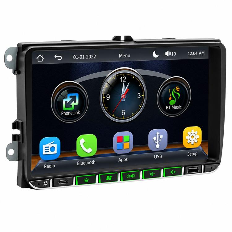 9-inch car MP5 player touchscreen with PhoneLink and Bluetooth music icons