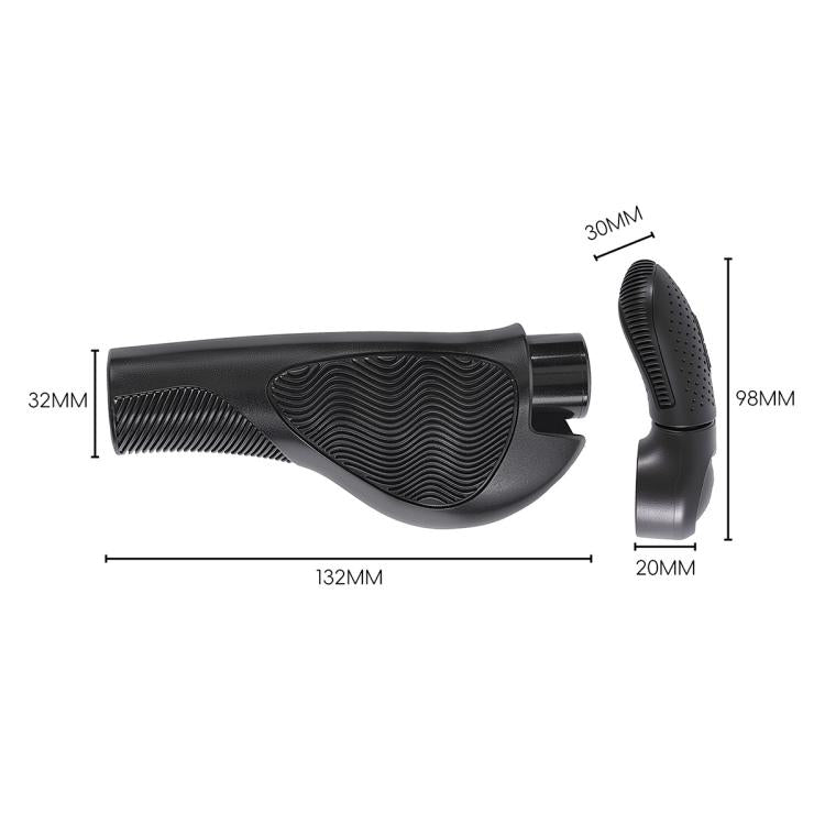 Black adjustable bar end grips, 132mm length, 98mm end height