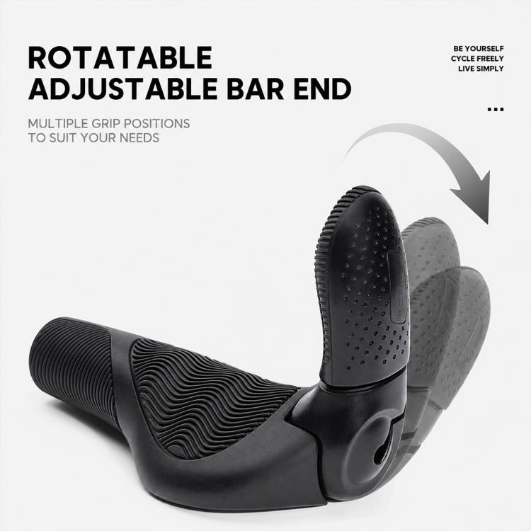 Rotatable black bar end handlebar grips with multiple grip positions