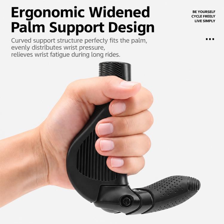 Black ergonomic widened palm support handlebar grips with textured grip