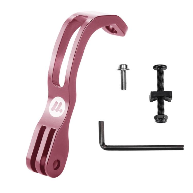 Pink L-shaped front fork light and camera mount bracket with two mounting screws